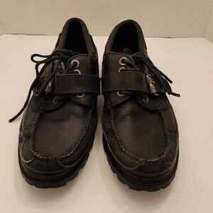 Polo Ralph Lauren vintage black buckle deck boat shoes loafers men's size 10.5 D